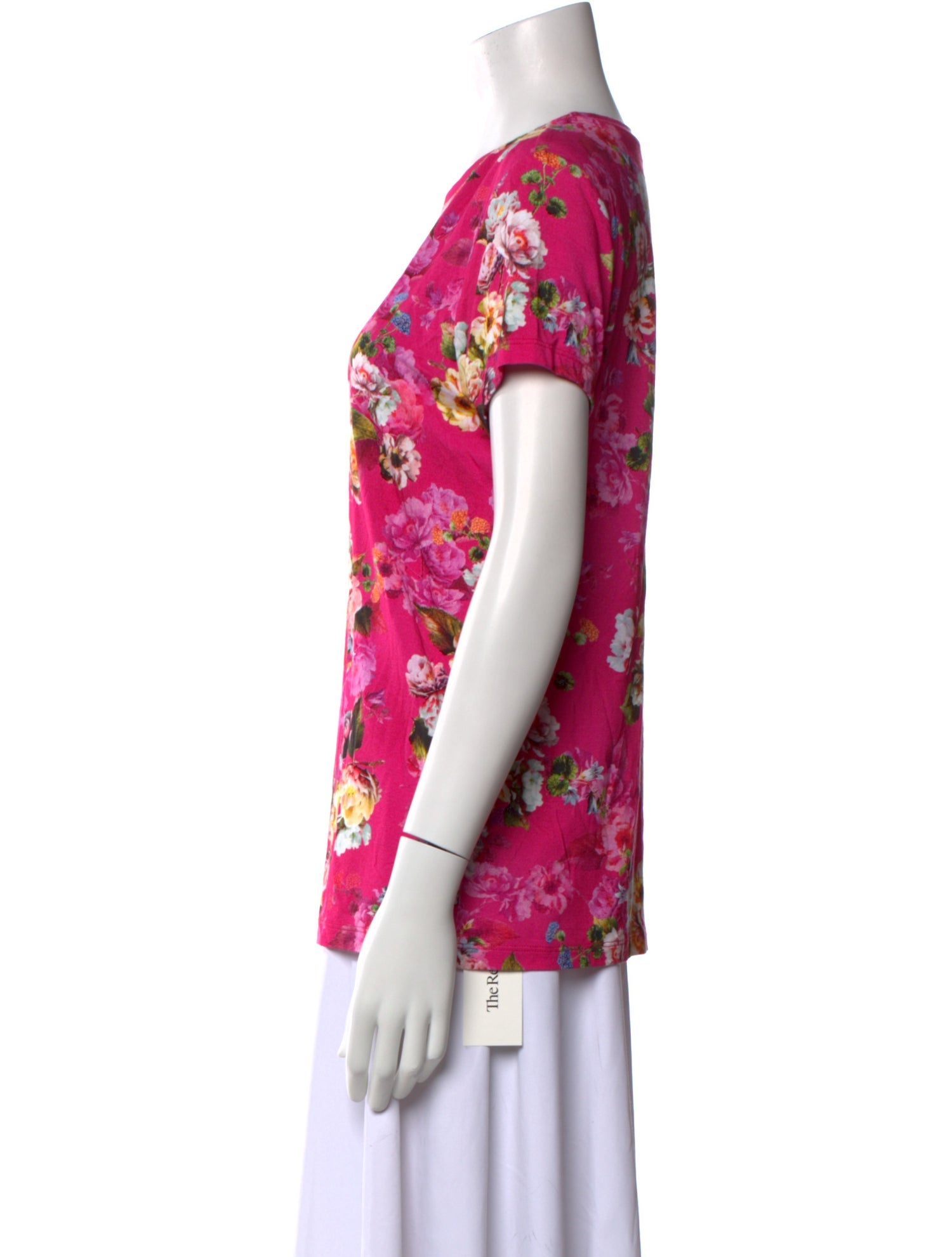 L'Agence Floral Print Crew Neck T-Shirt