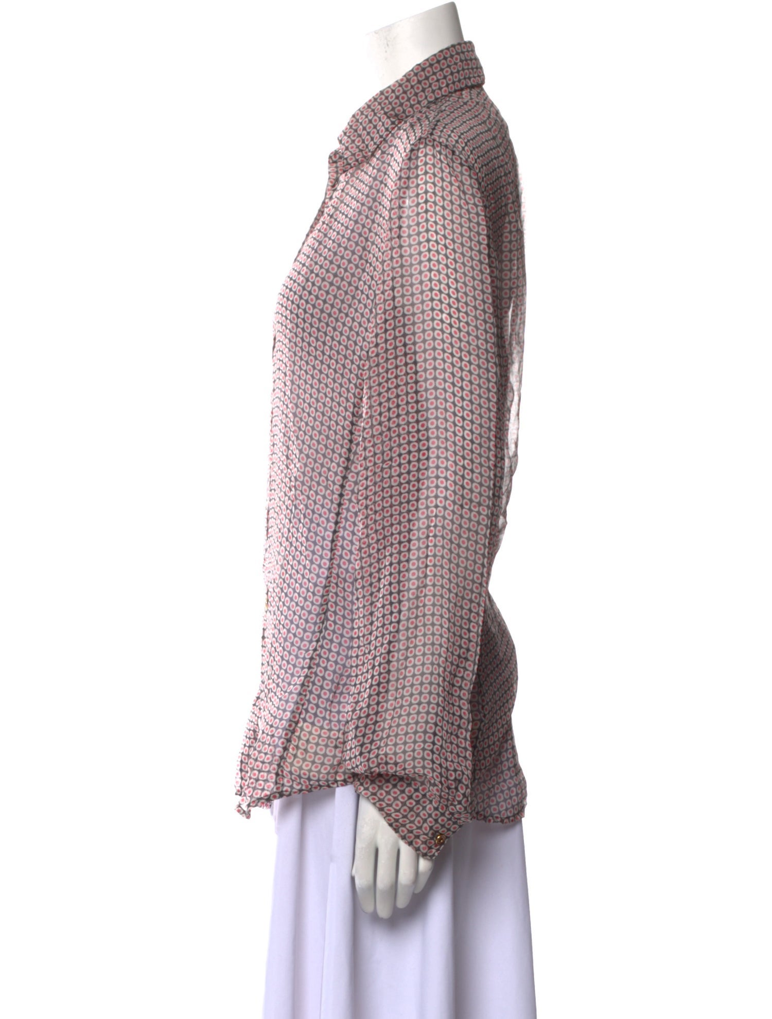 L'Agence Silk Printed Button-Up Top