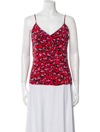 L'Agence Silk Animal Print Top