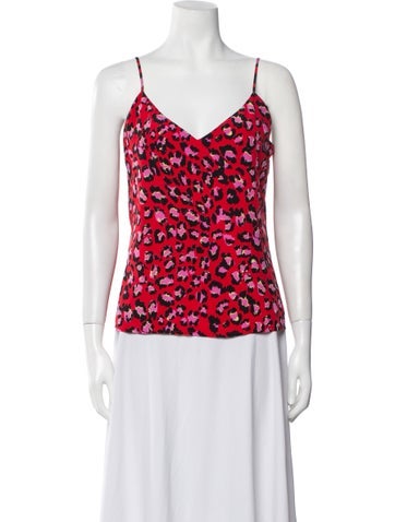 L'Agence Tops Silk Animal Print Top S