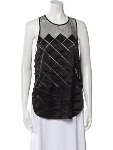 L'Agence Tops Silk Plaid Print Top M