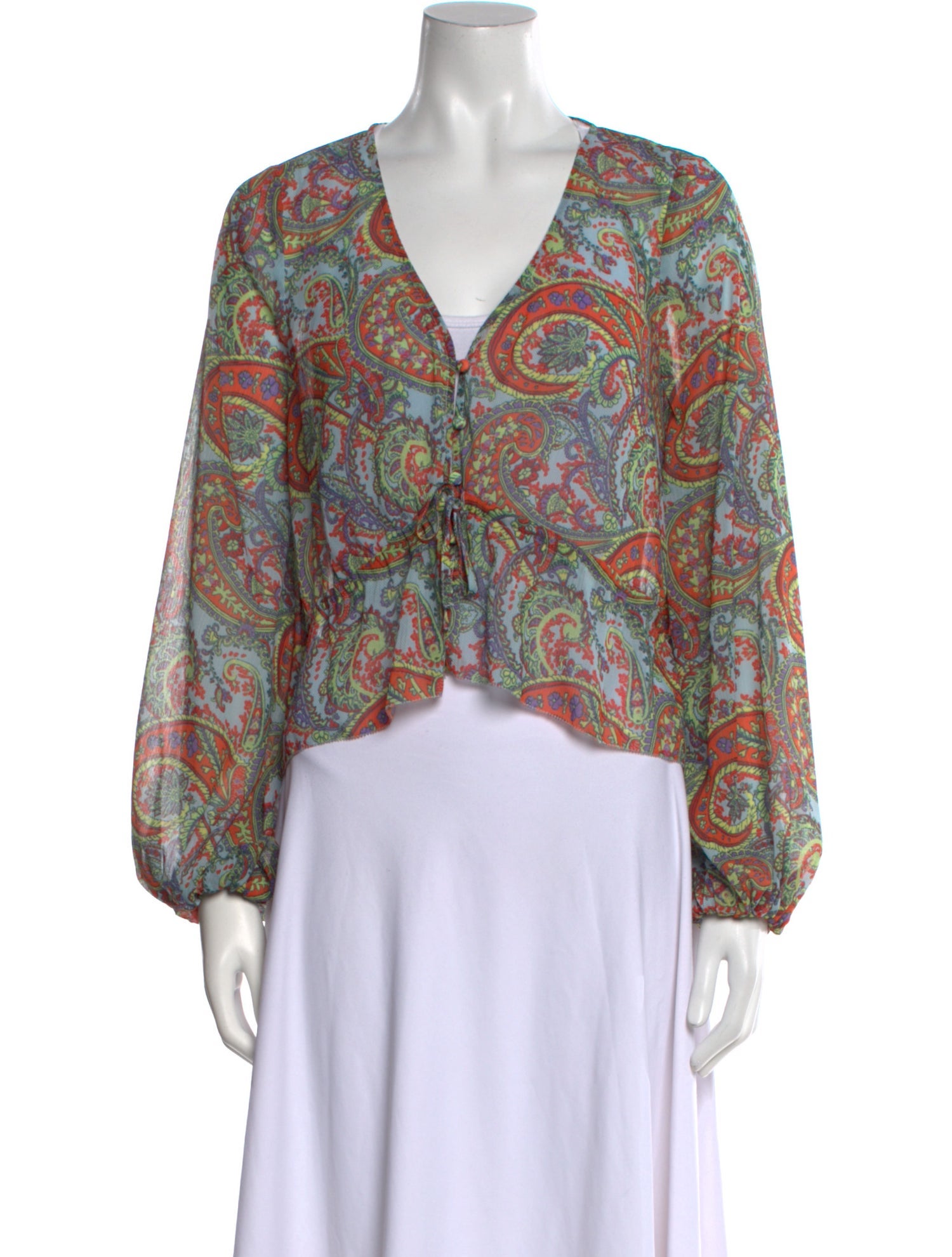 L'Agence Paisley Print V-Neck Blouse