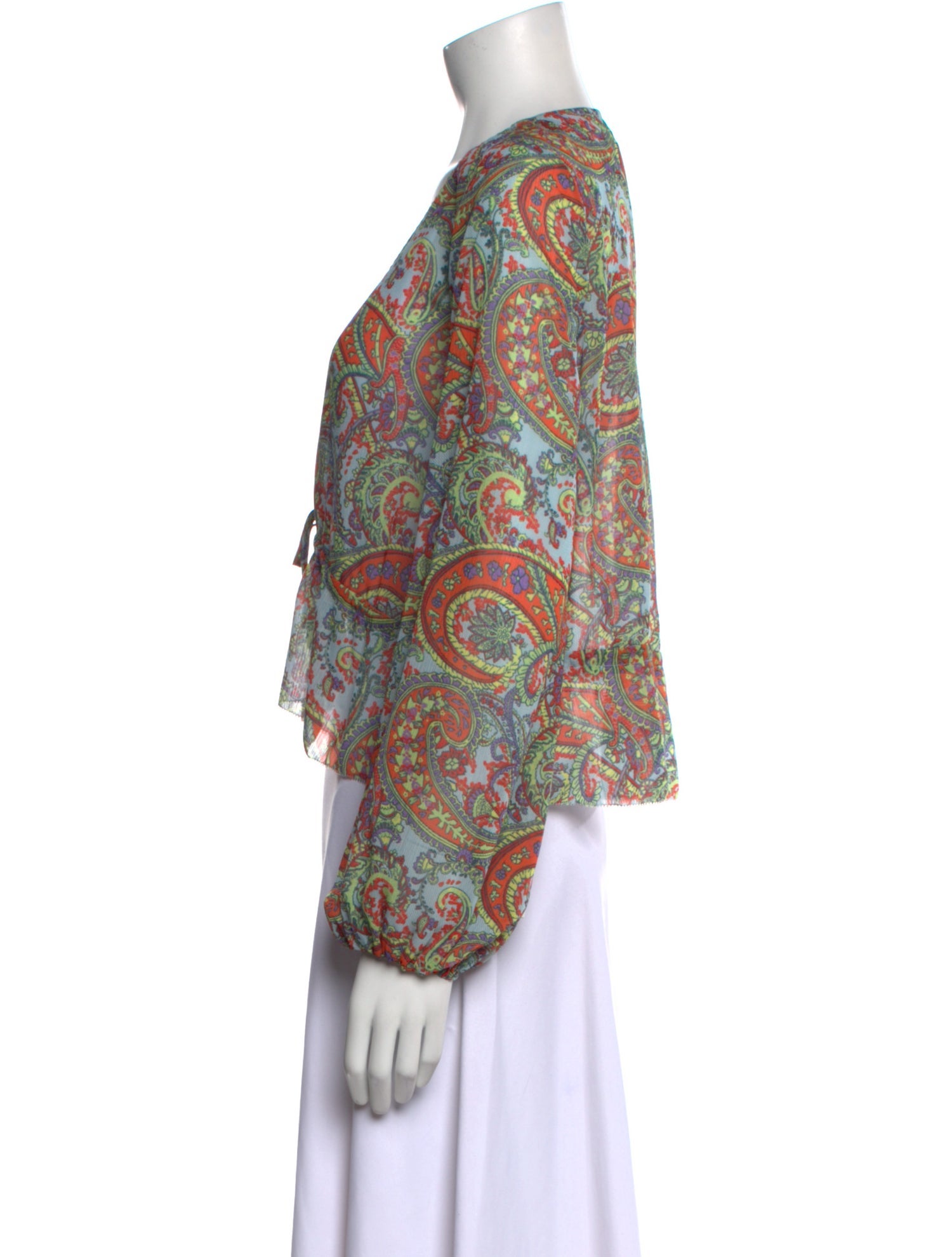 L'Agence Paisley Print V-Neck Blouse