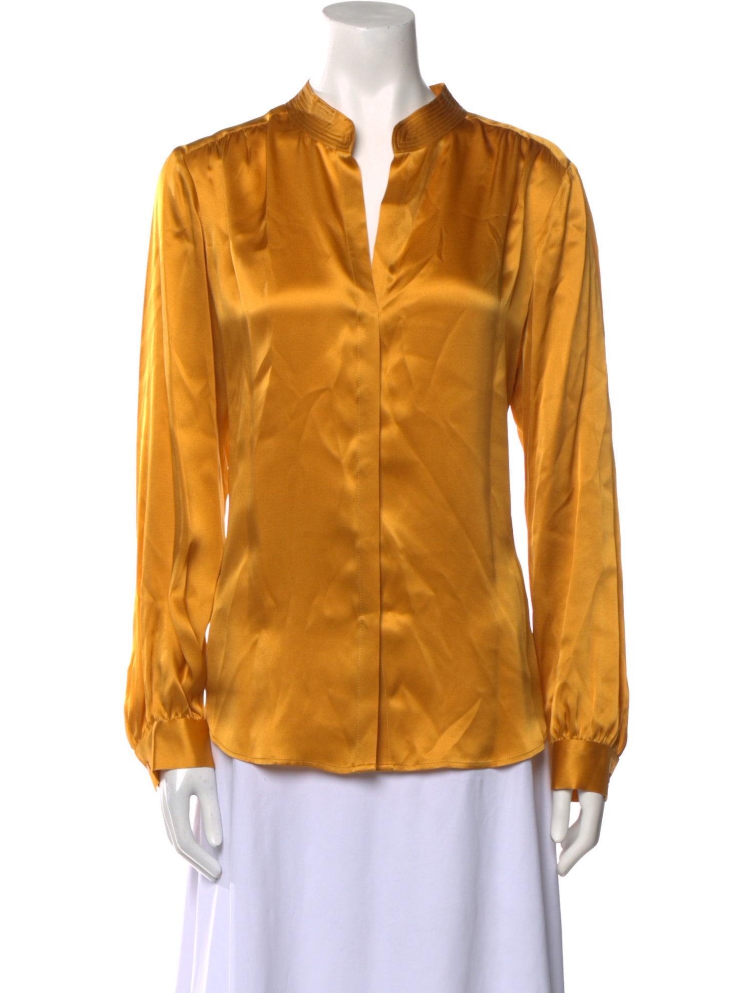 L'Agence Silk V-Neck Button-Up Top w/ Tags