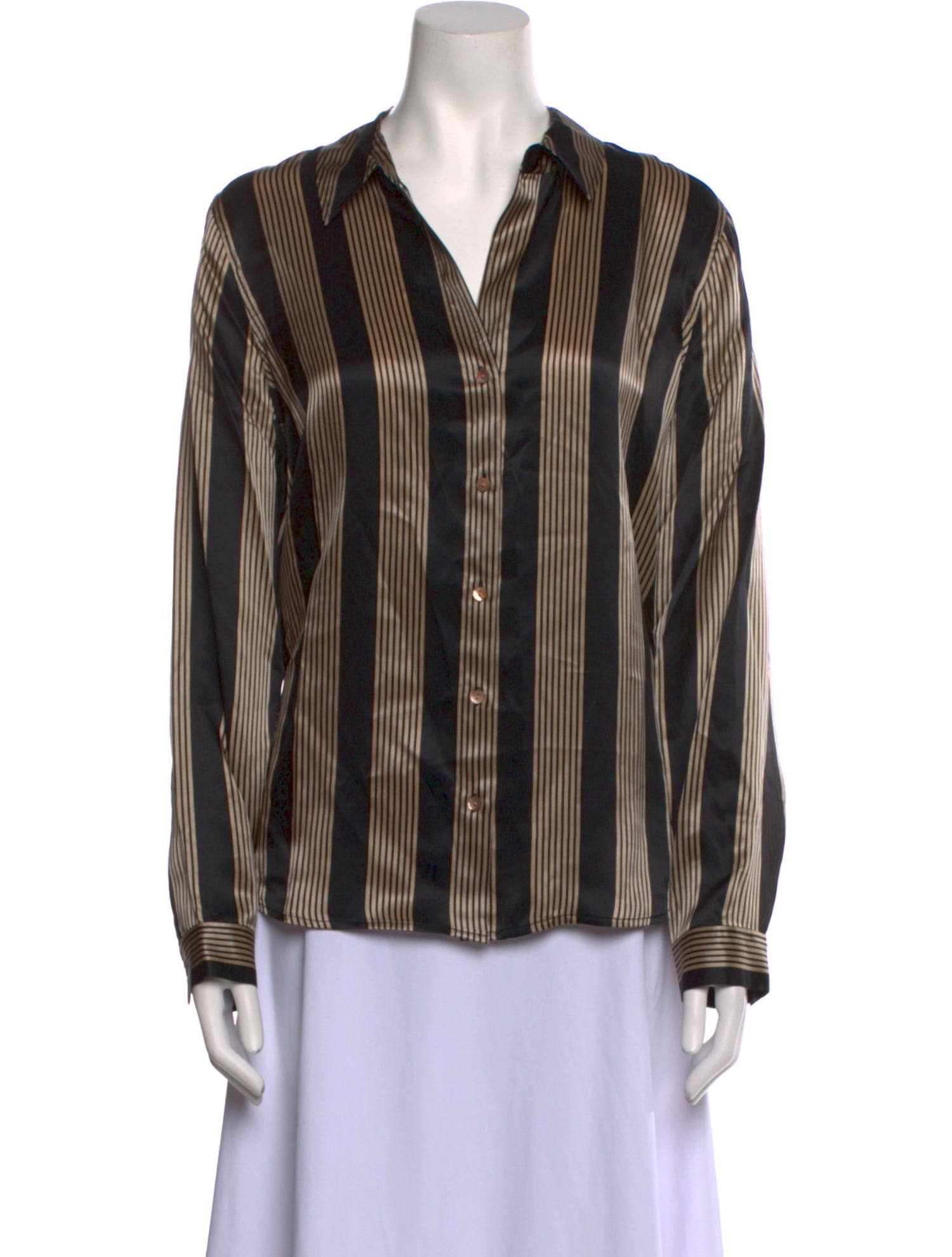 L'Agence Silk Striped Button-Up Top w/ Tags