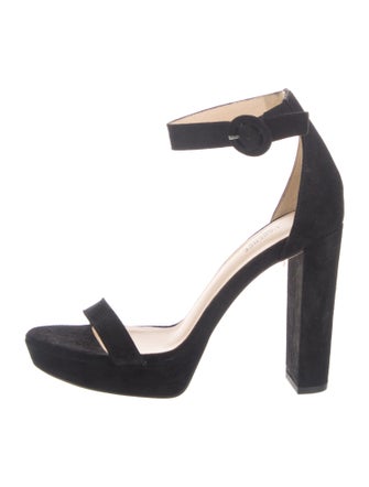 L'Agence Suede Chain-Link Accents Sandals