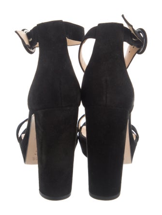 L'Agence Suede Chain-Link Accents Sandals