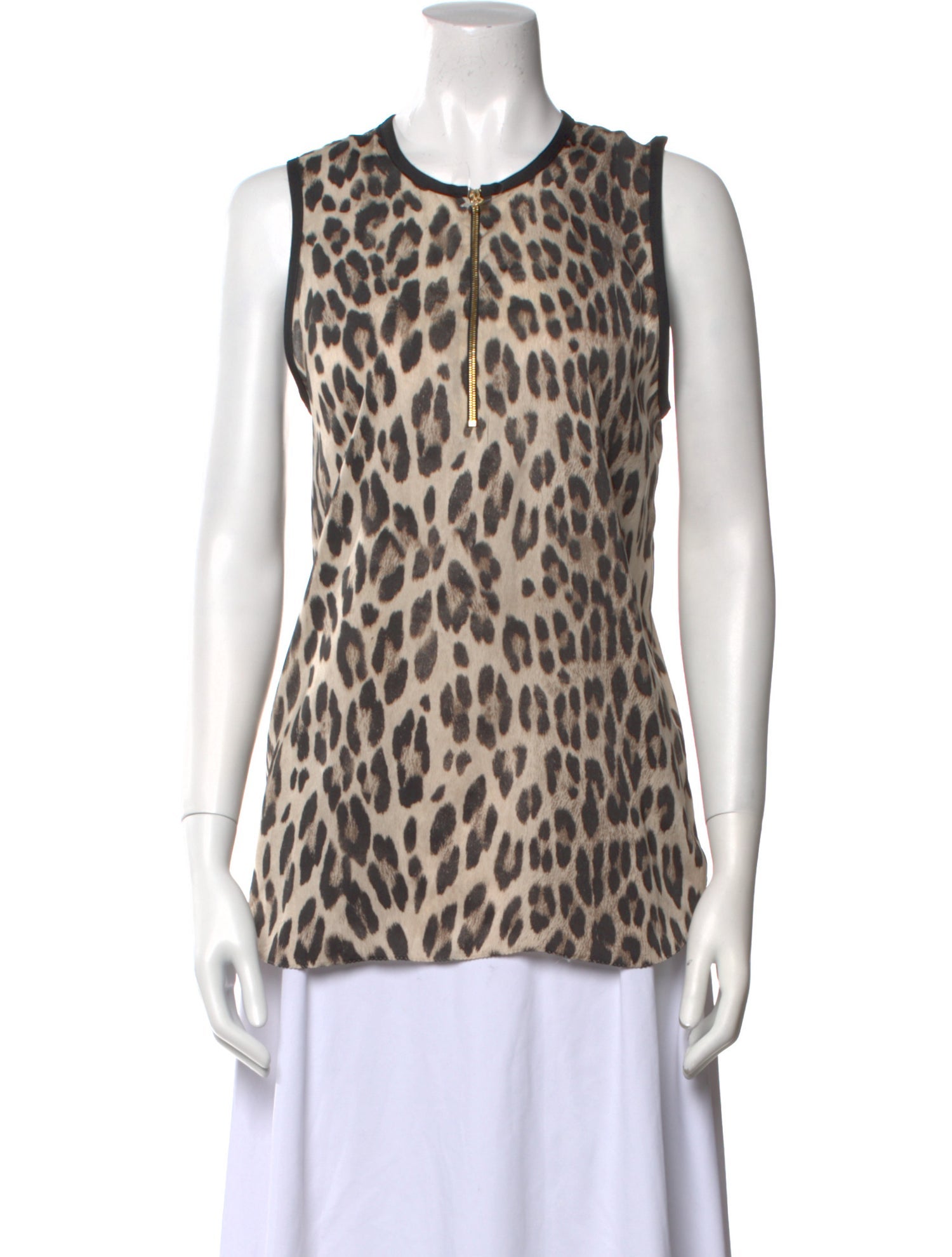 L'Agence Animal Print Crew Neck Top
