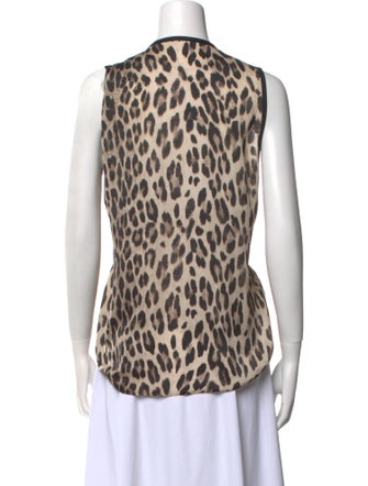 L'Agence Animal Print Crew Neck Top