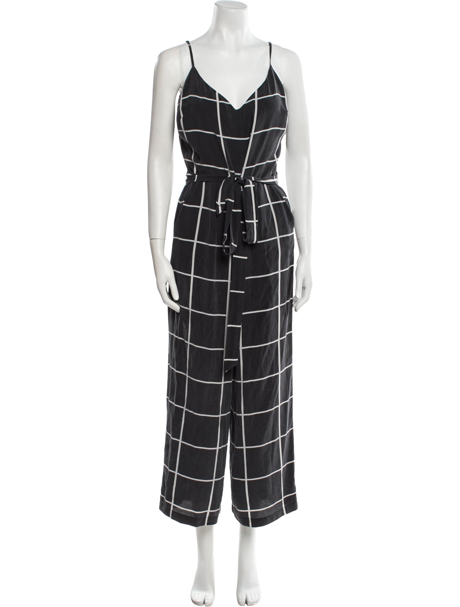 L'Agence Silk Plaid Print Jumpsuit