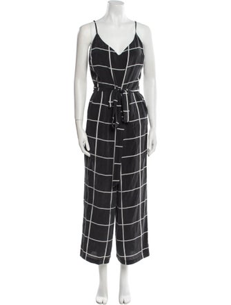 L'Agence Silk Plaid Print Jumpsuit