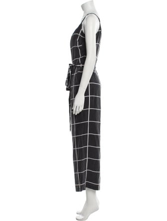 L'Agence Silk Plaid Print Jumpsuit