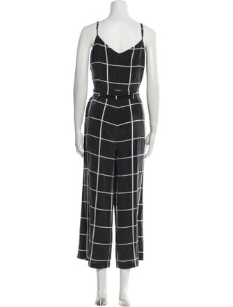 L'Agence Silk Plaid Print Jumpsuit