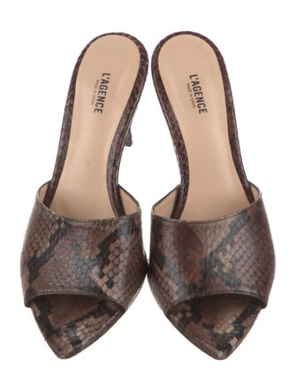 L'Agence Leather Animal Print Slides