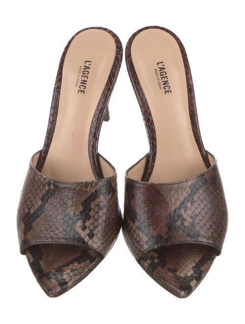L'Agence Leather Animal Print Slides
