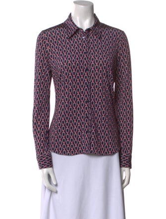 L'Agence Printed Long Sleeve Button-Up Top