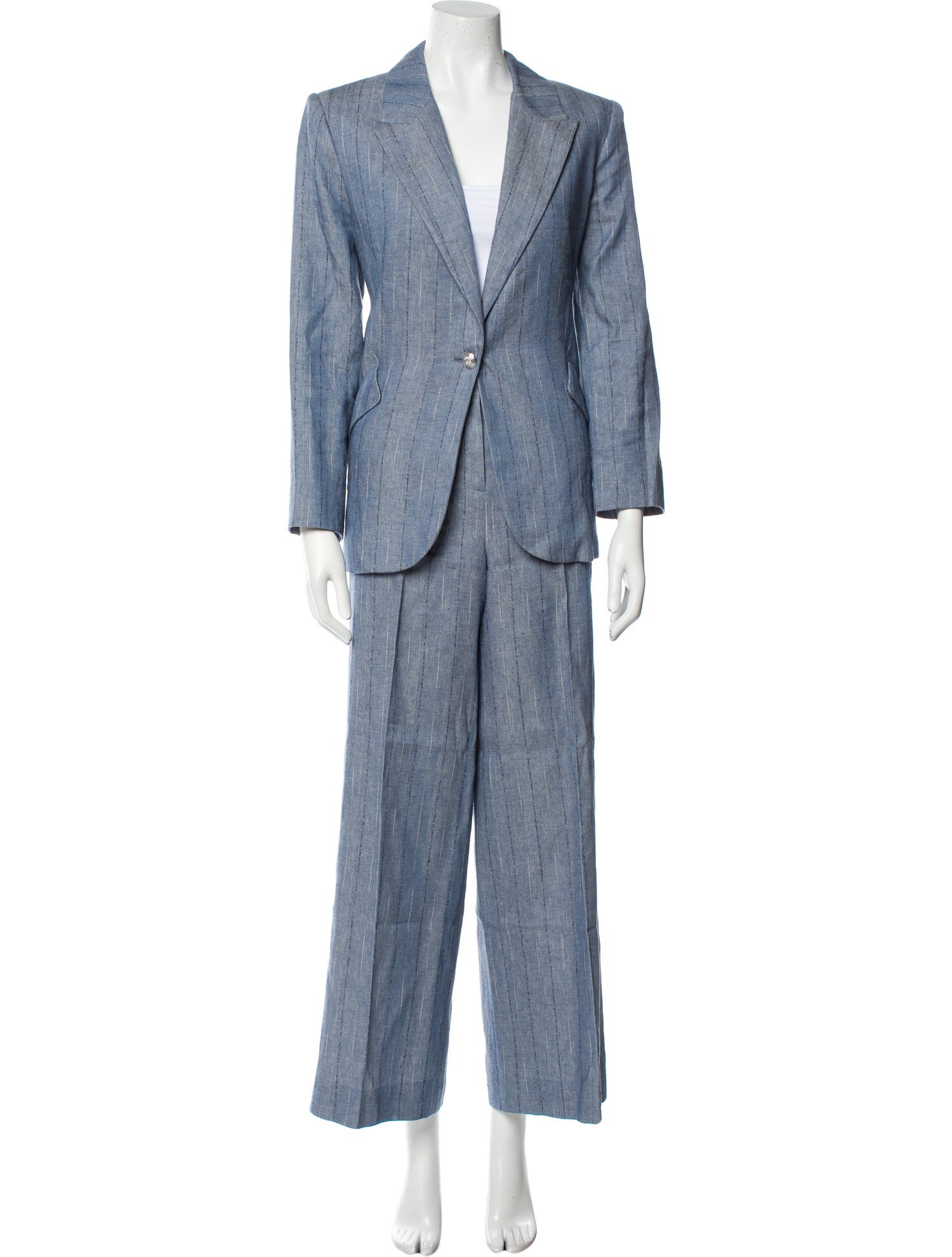 L'Agence Linen Striped Pantsuit