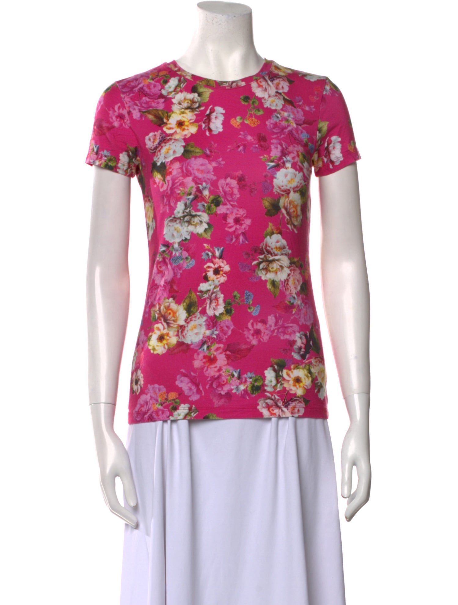 L'Agence Floral Print Crew Neck T-Shirt