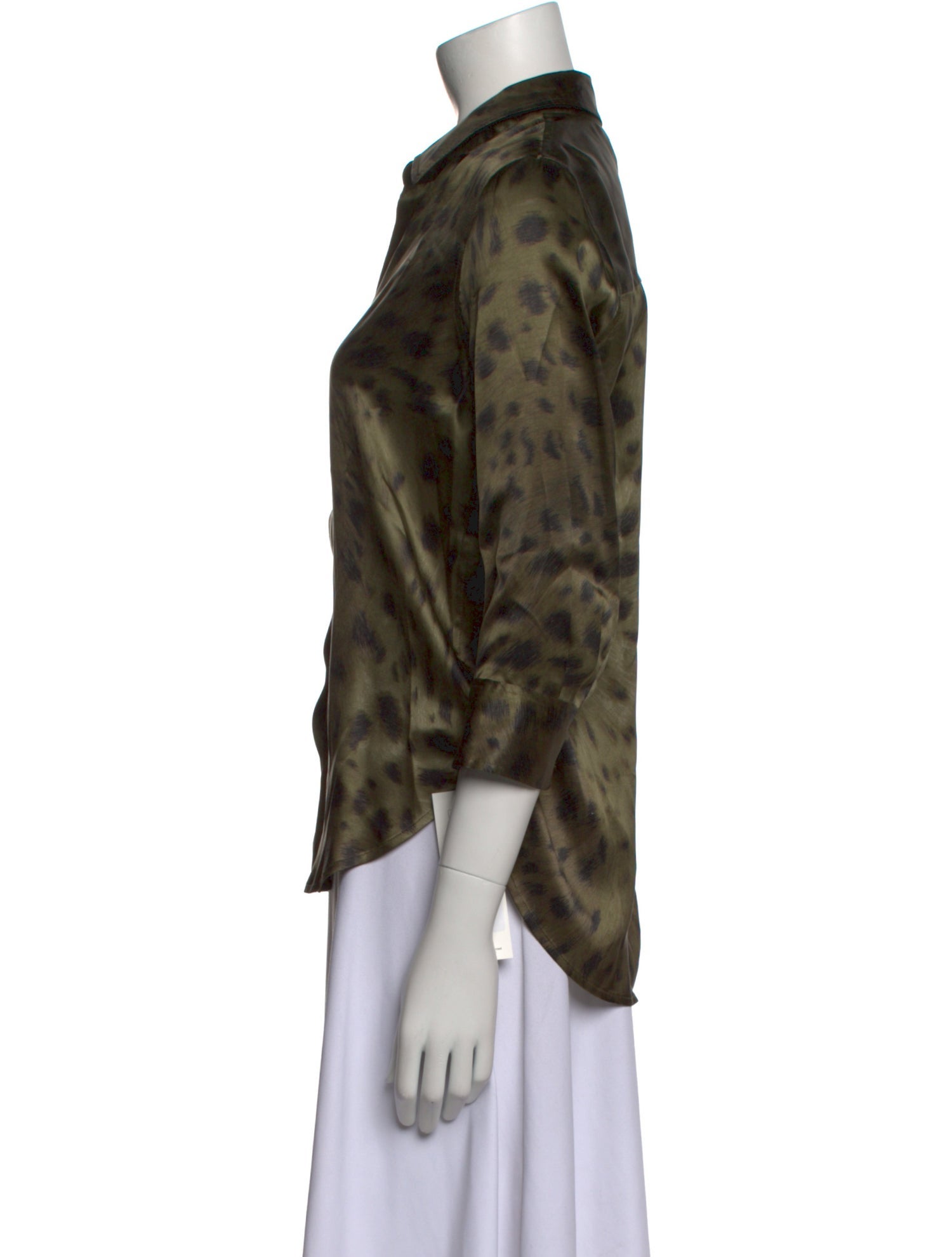 L'Agence Silk Animal Print Button-Up Top