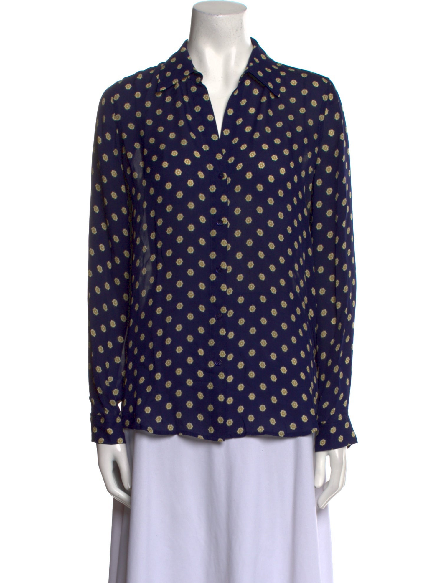 L'Agence Silk Printed Button-Up Top