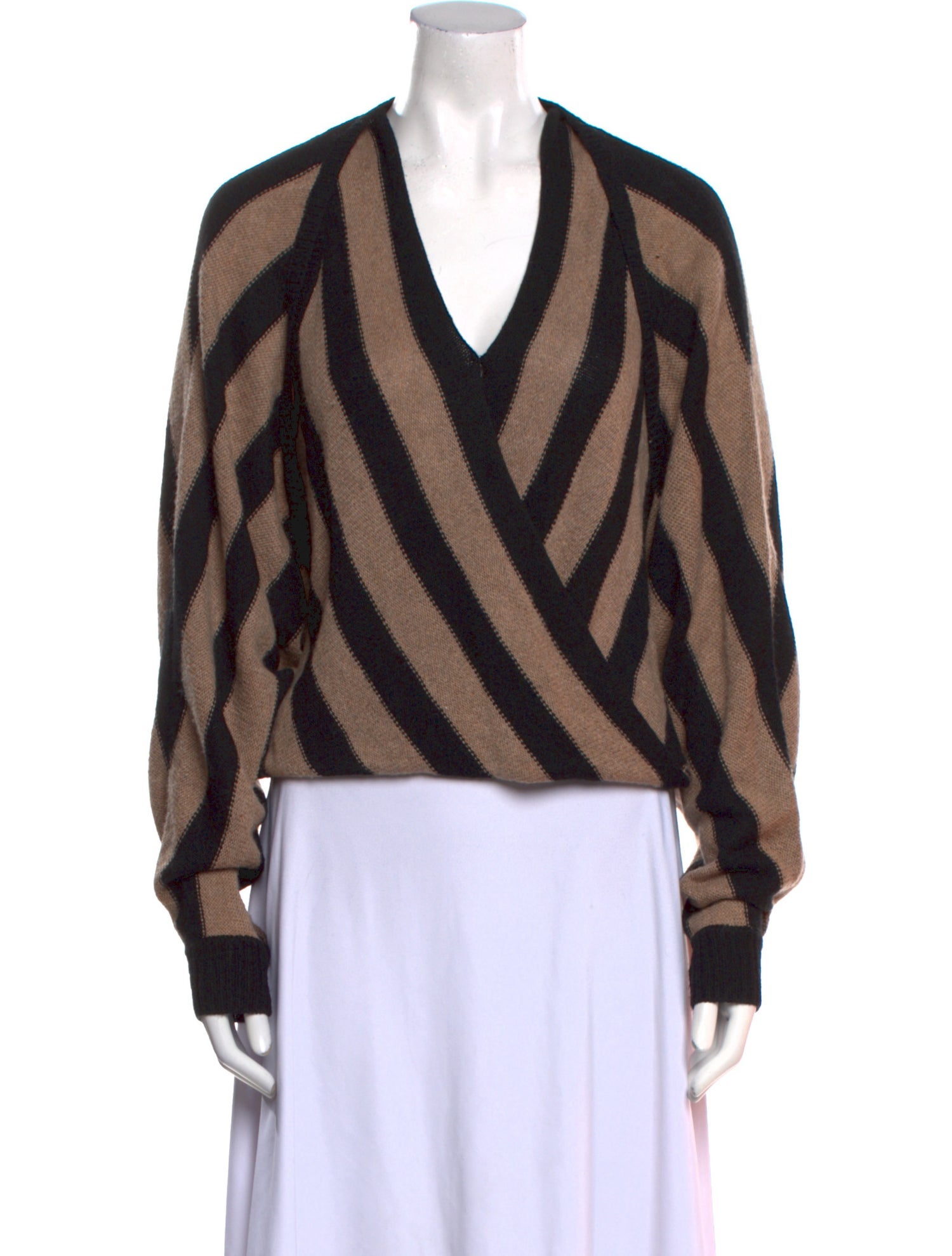 L'Agence Striped V-Neck Sweater