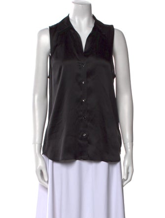 L'Agence Silk V-Neck Button-Up Top