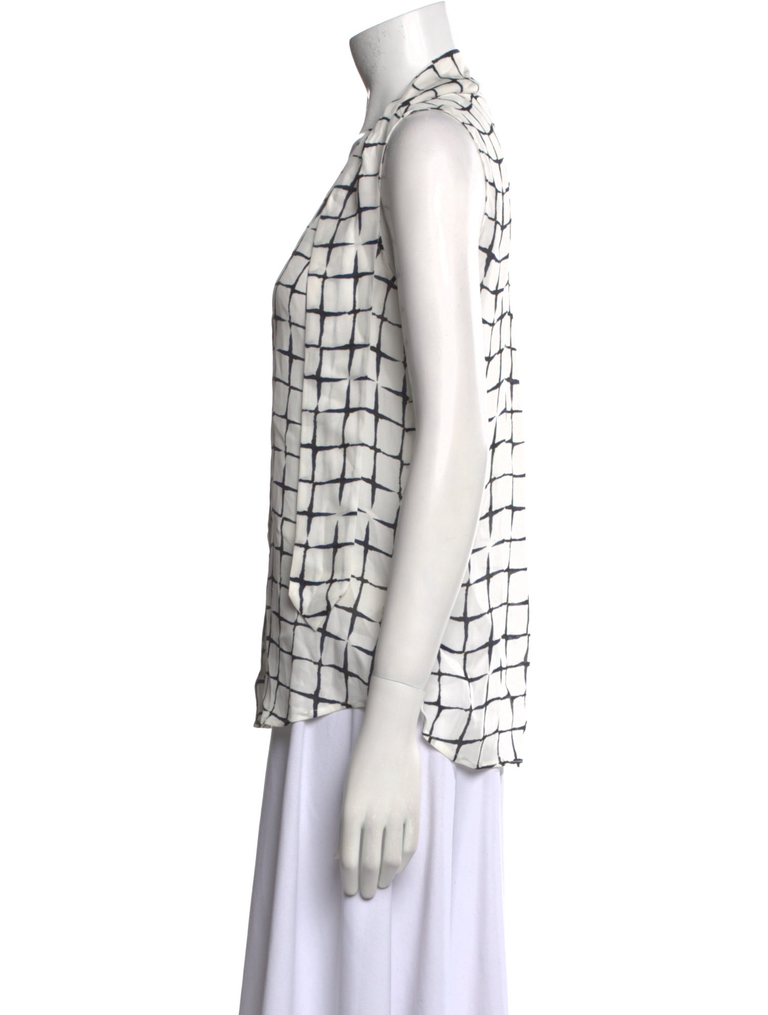 L'Agence Silk Plaid Print Button-Up Top