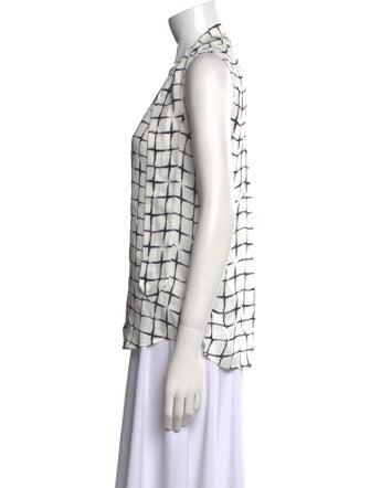 L'Agence Silk Plaid Print Button-Up Top