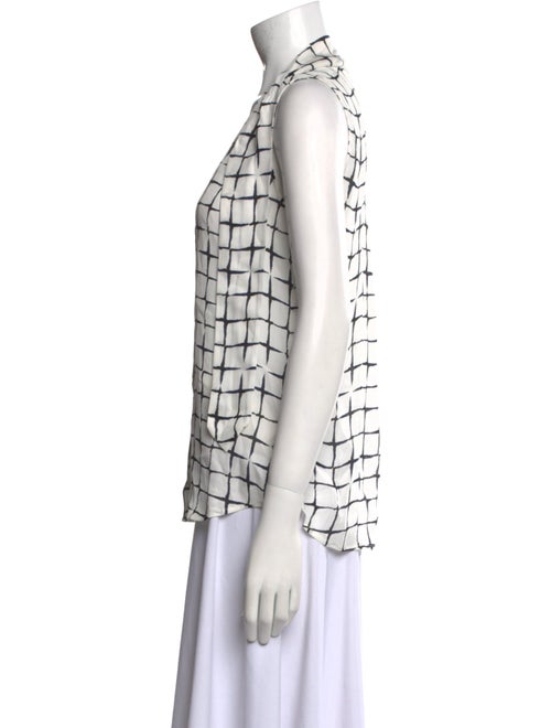 L'Agence Silk Plaid Print Button-Up Top