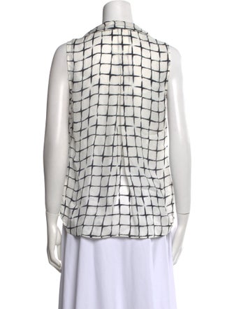 L'Agence Silk Plaid Print Button-Up Top