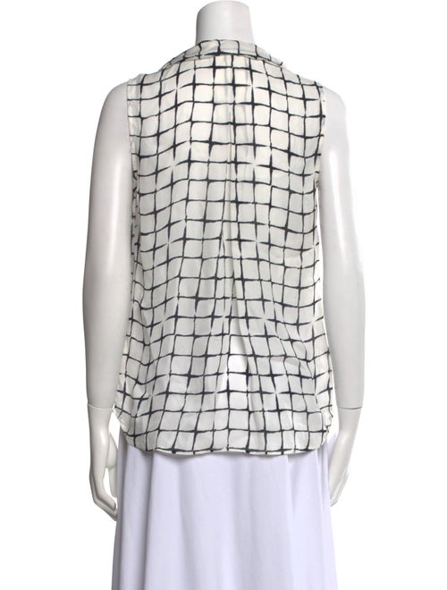 L'Agence Silk Plaid Print Button-Up Top