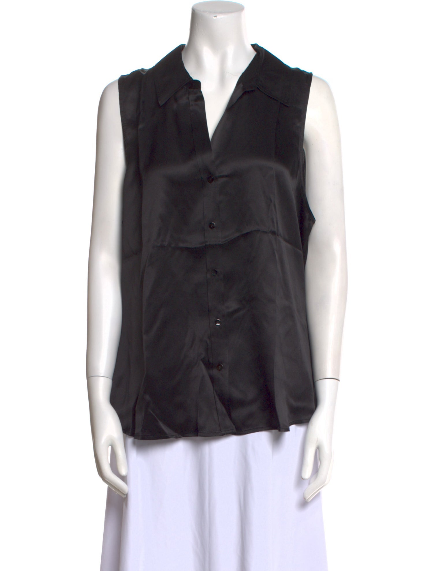 L'Agence Silk Sleeveless Button-Up Top