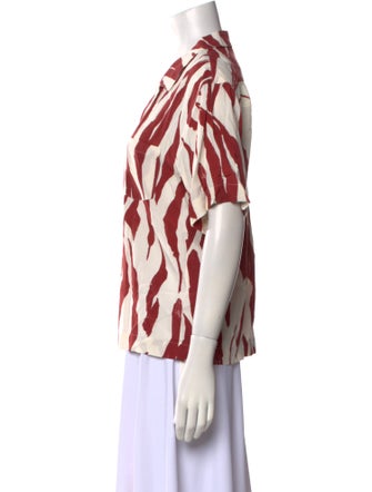 L'Agence Printed Three-Quarter Sleeve Button-Up Top