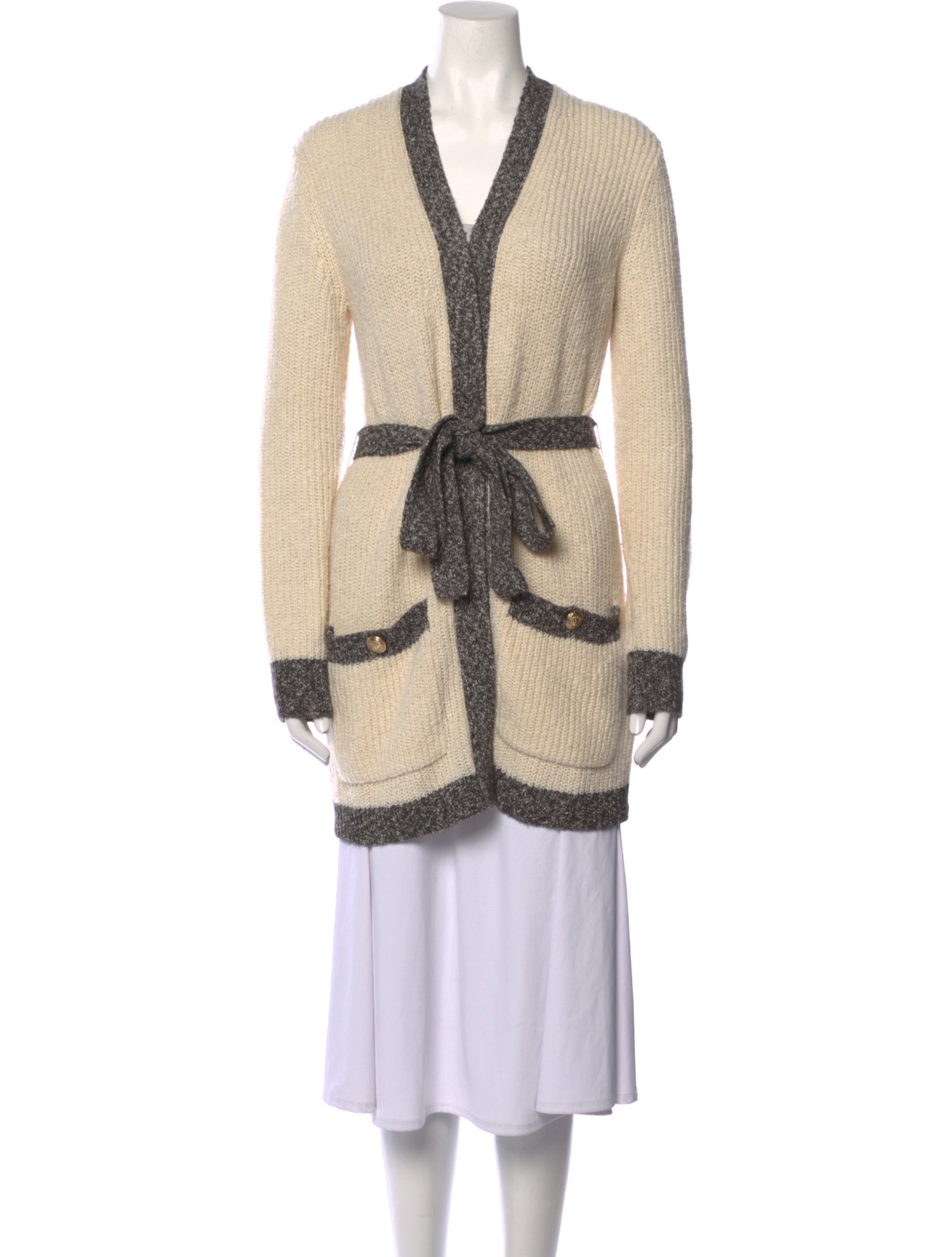 L'Agence Colorblock Pattern V-Neck Sweater