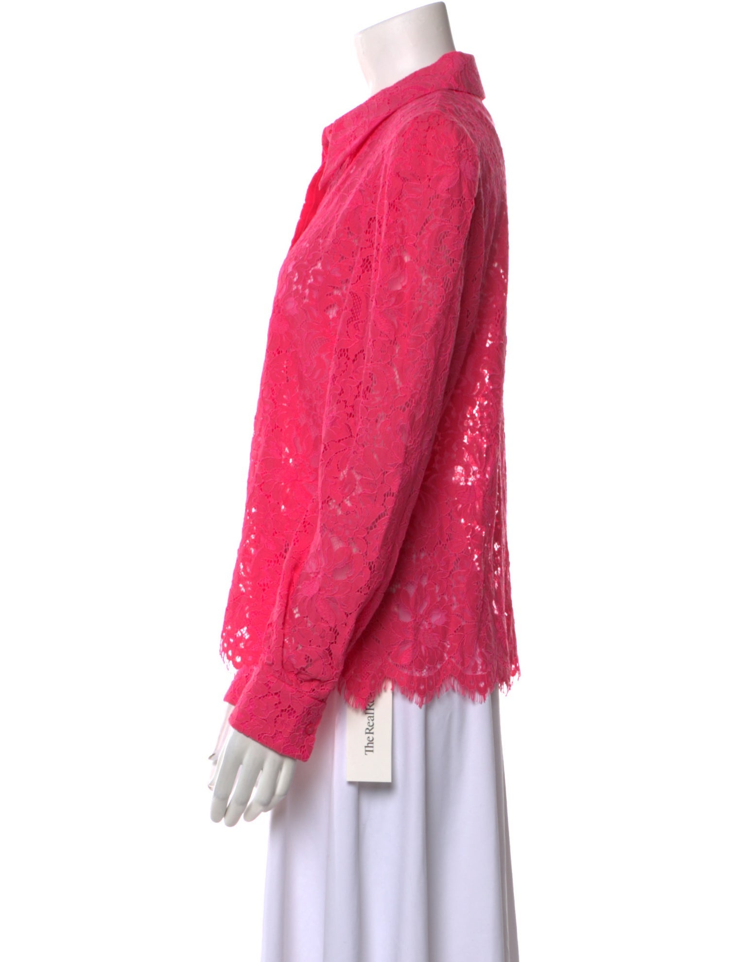 L'Agence Lace Pattern Long Sleeve Button-Up Top