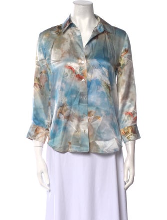 L'Agence Silk Printed Button-Up Top