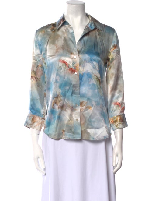 L'Agence Silk Printed Button-Up Top