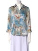 L'Agence Silk Printed Button-Up Top