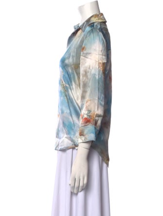L'Agence Silk Printed Button-Up Top