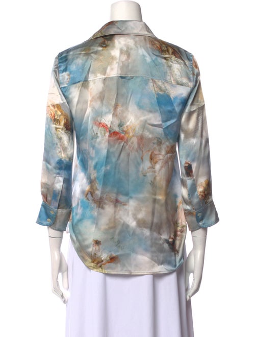 L'Agence Silk Printed Button-Up Top