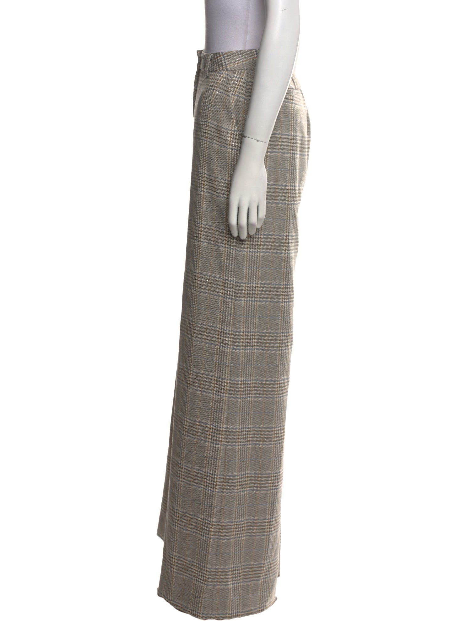 L'Agence Plaid Print Wide Leg Pants