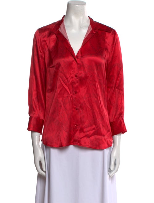 L'Agence Silk V-Neck Button-Up Top