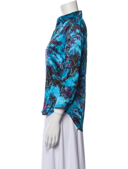 L'Agence Silk Floral Print Button-Up Top