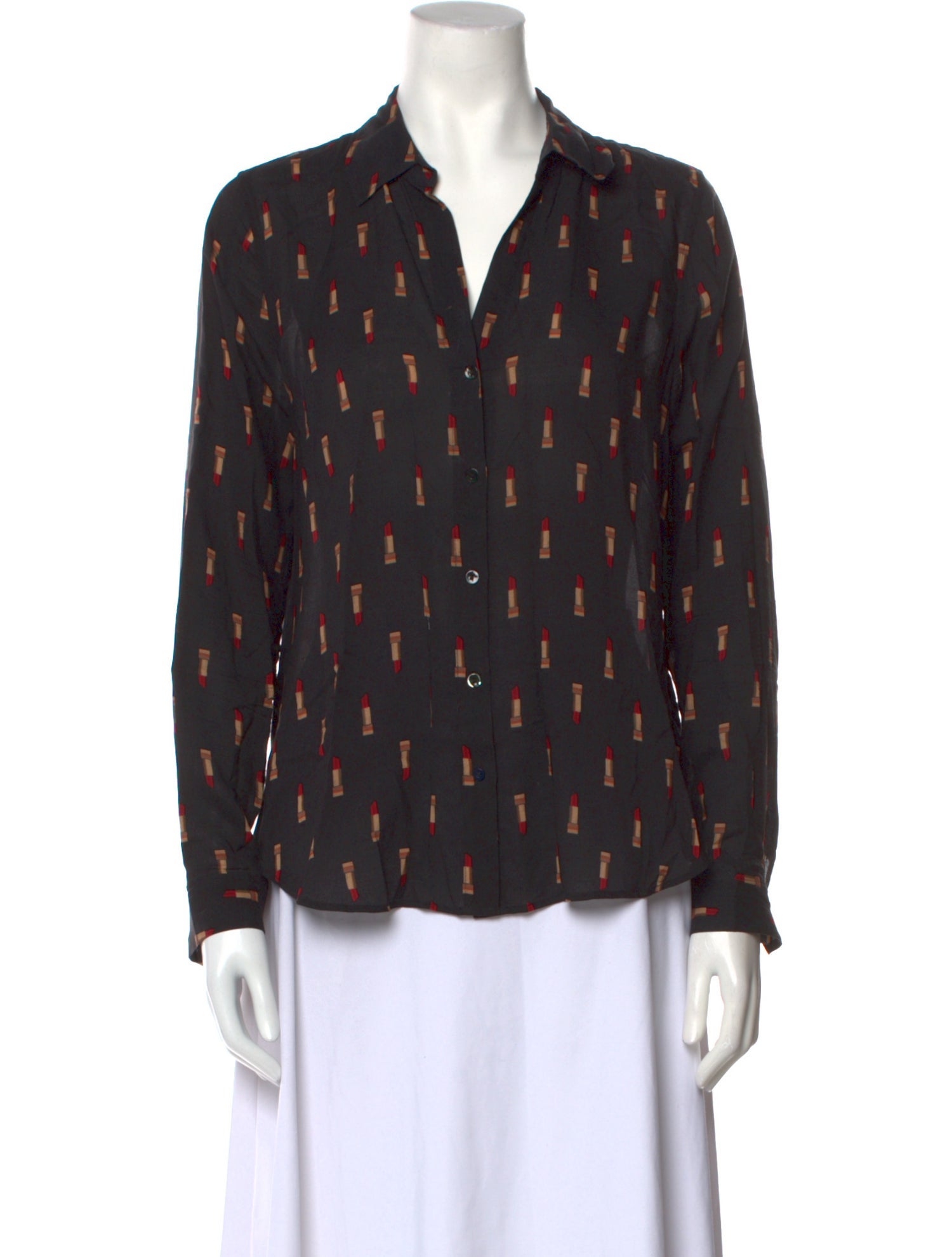 L'Agence Printed Long Sleeve Button-Up Top