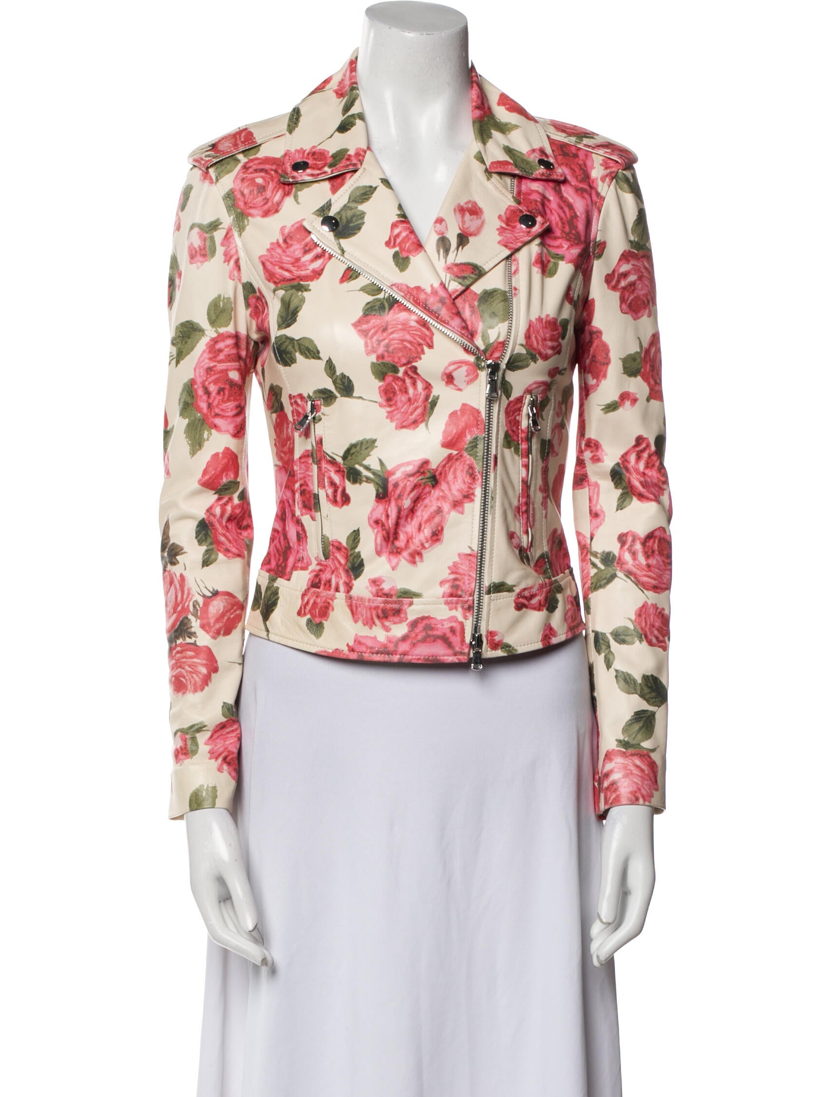 L'Agence Leather Floral Print Blazer w/ Tags