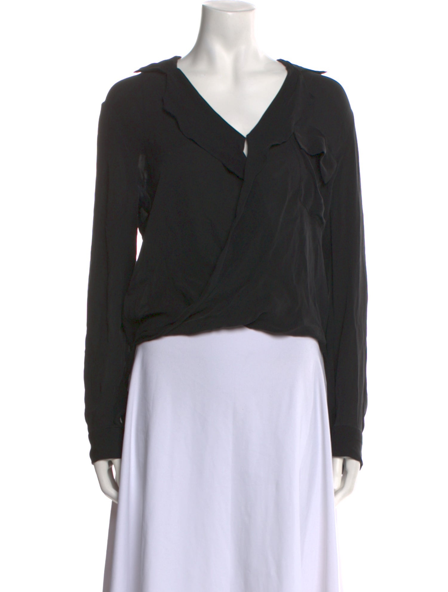 L'Agence Silk V-Neck Crop Top