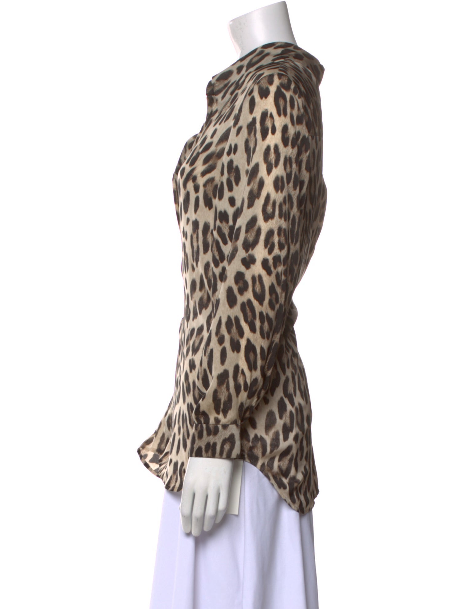 L'Agence Animal Print Long Sleeve Button-Up Top