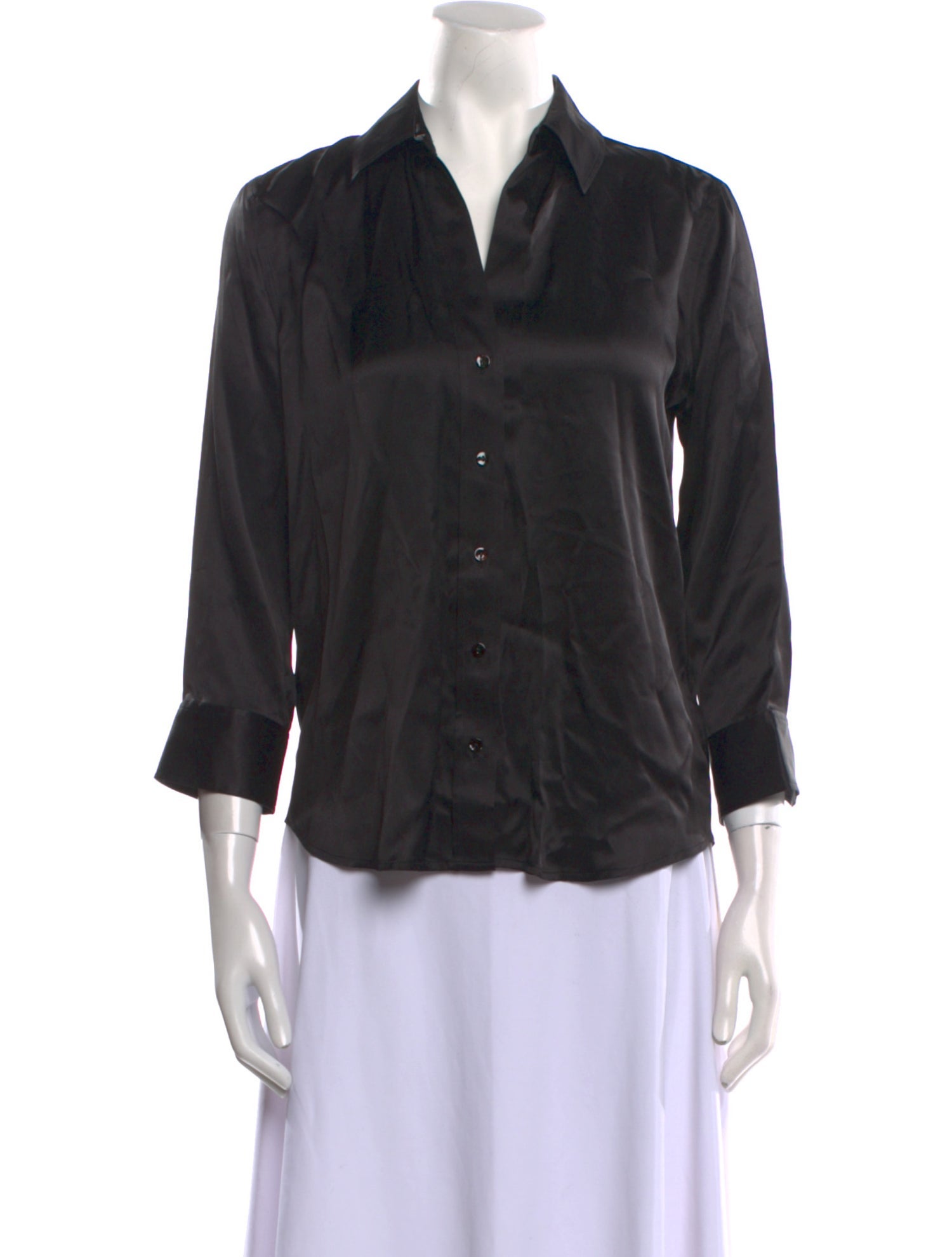 L'Agence Silk Three-Quarter Sleeve Button-Up Top w/ Tags