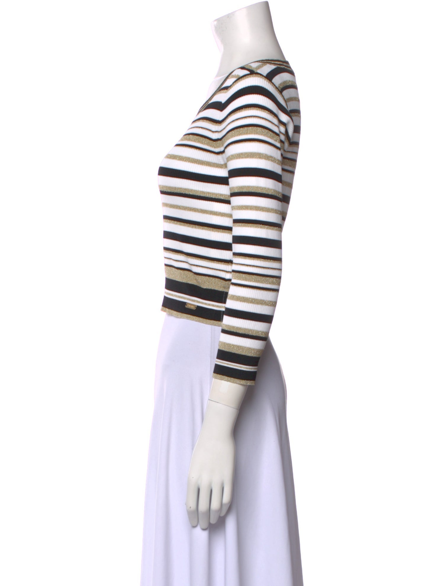 L'Agence Striped Scoop Neck Crop Top