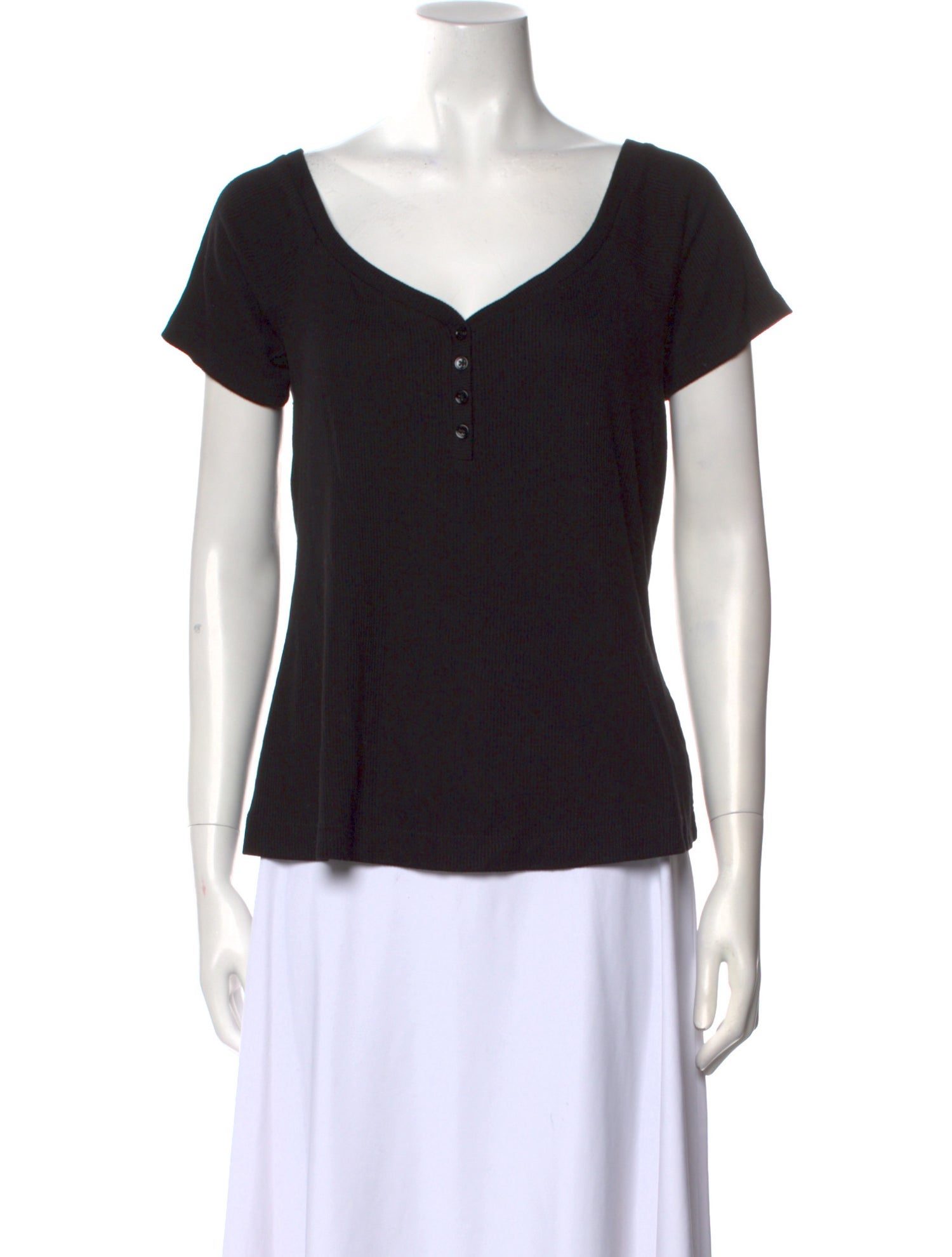 L'Agence V-Neck Short Sleeve T-Shirt
